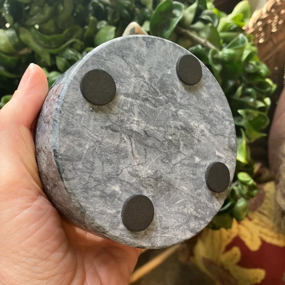 Vintage Certified Angus Beef Genuine Gray Marble & Brass Salt Cellar - Picture 6 of 10